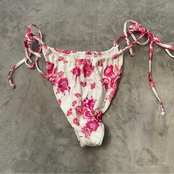 New! Beach Riot Winona white pink floral cheeky string bottoms 10040 - Picture 8 of 9